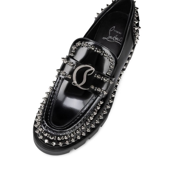 Christian Louboutin CL Studded Lug Sole Loafer in Black/Lin Black - Picture 6 of 13